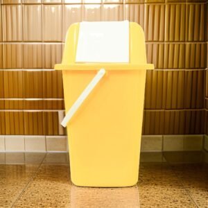 Dustbin Swing-12 ltrs (base square bucket) (Yellow and white) Nakoda