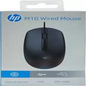 HP M10 Wired USB Mouse with 3 Buttons High Definition Optical Tracking and Ambidextrous Design
