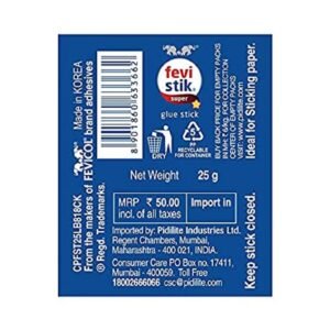 Pidilite Fevistick Super Glue Stick Non Toxic Transparent Adhesive (25g)