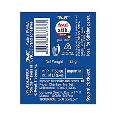 Pidilite Fevistick Super Glue Stick Non Toxic Transparent Adhesive (25g)