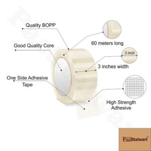 White Cello Tape 3″ 65Mtr