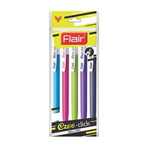 Flair Ezee Click Ball Pen (Pack of 5)-Blue,Black