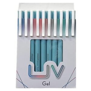 Hauser UV Gel Pen (Pack Of 10)-Blue,Black,Red,Green