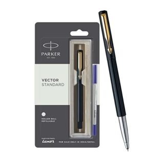 Parker Vector Standard Gold Trim Roller Ball Pen with refill