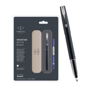 Parker Frontier Matte Black chrome trim Roller ball Pen with Refill