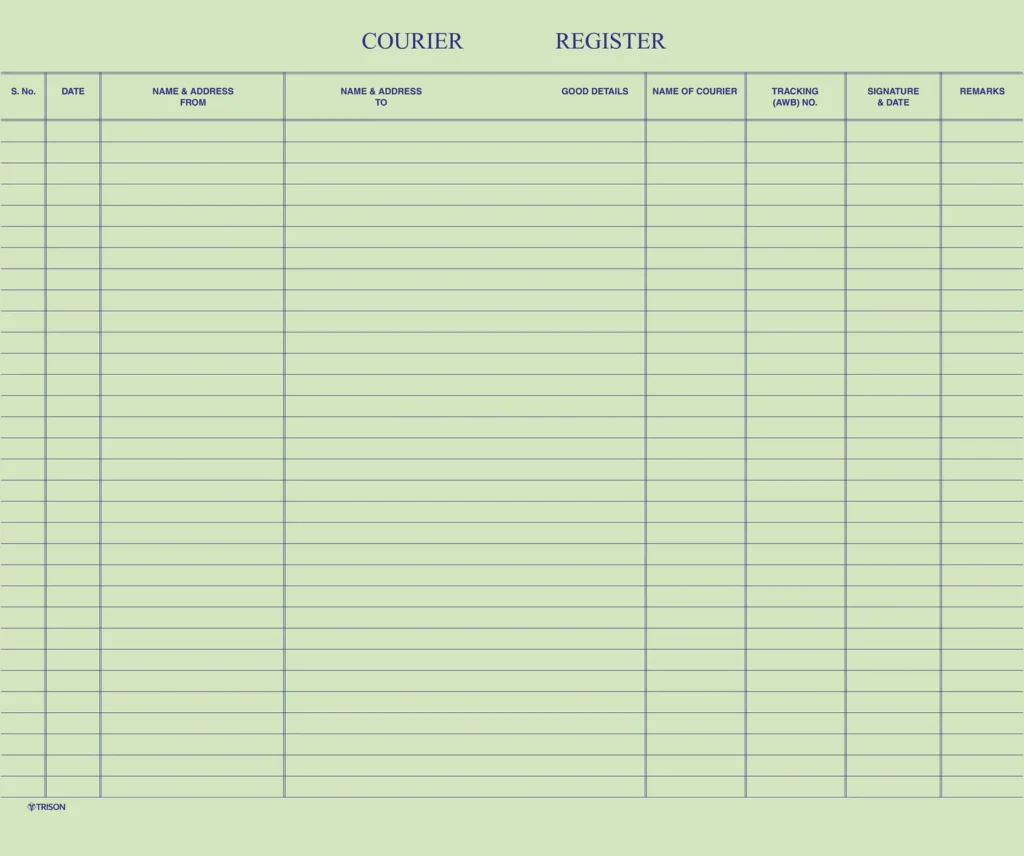 Example Mail Register Courier Register – OfficeDel