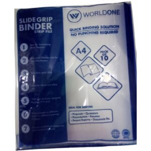 Slide Grip Binder file -Strip file/Stick file – Transparent – Worldone RF006- 6mm-A4-(pack of 10)