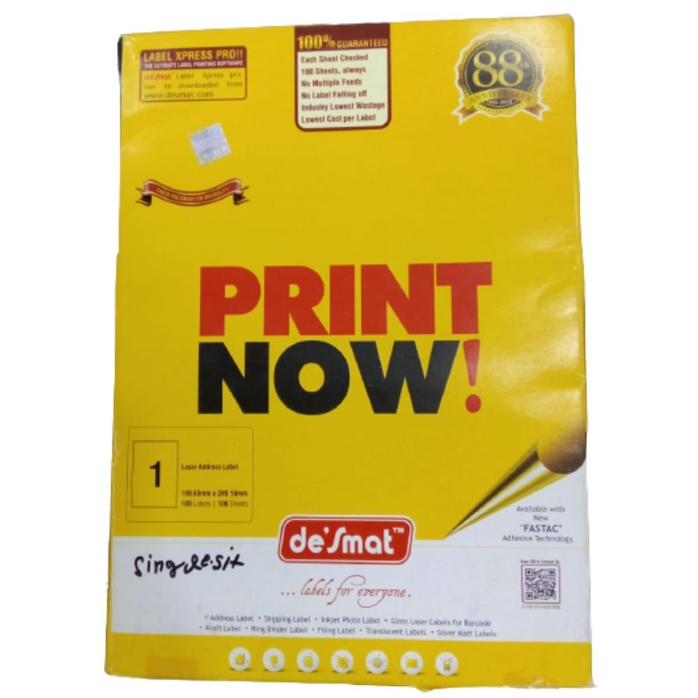 Desmat A4 Size Label Paper Sheets Sticker – 8 sticker in a sheet ...