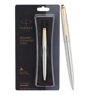 Parker galaxy stainless steel ball pen gold trim ball pen