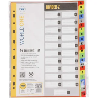 Separators-Worldone Multicoloured Divider (A-Z) -Size A4-(pack of 21)