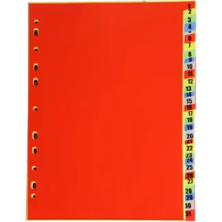 Separators-Worldone Multicoloured Divider (1-31) -Size A4-(pack of 31)