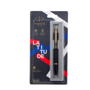 Parker Latitude Matte Black Gold Trim Ball Pen