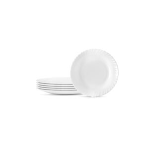 Classique Glass Quarter Plate Set (Snow White, 7.5 Inch)- Set of 6