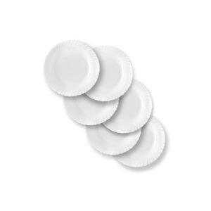 Classique Glass Quarter Plate Set (Snow White, 7.5 Inch)- Set of 6