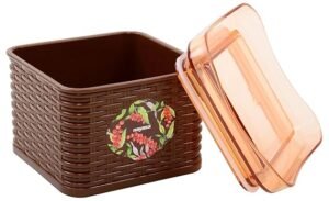 Nayasa Plastic Sofia Square Kitchen Containers – 700ml, Set of 2