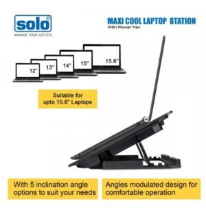 Solo MaxiCool Laptop Stand with 2 Cooling Fans With Adjustable Speed & 2 Extra USB Ports (LS104)